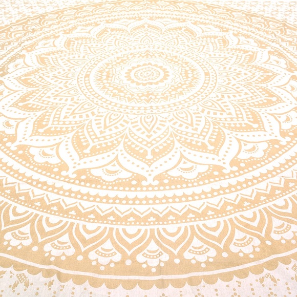 Gold and White Mandala Tapestry - Picture 3 of 6